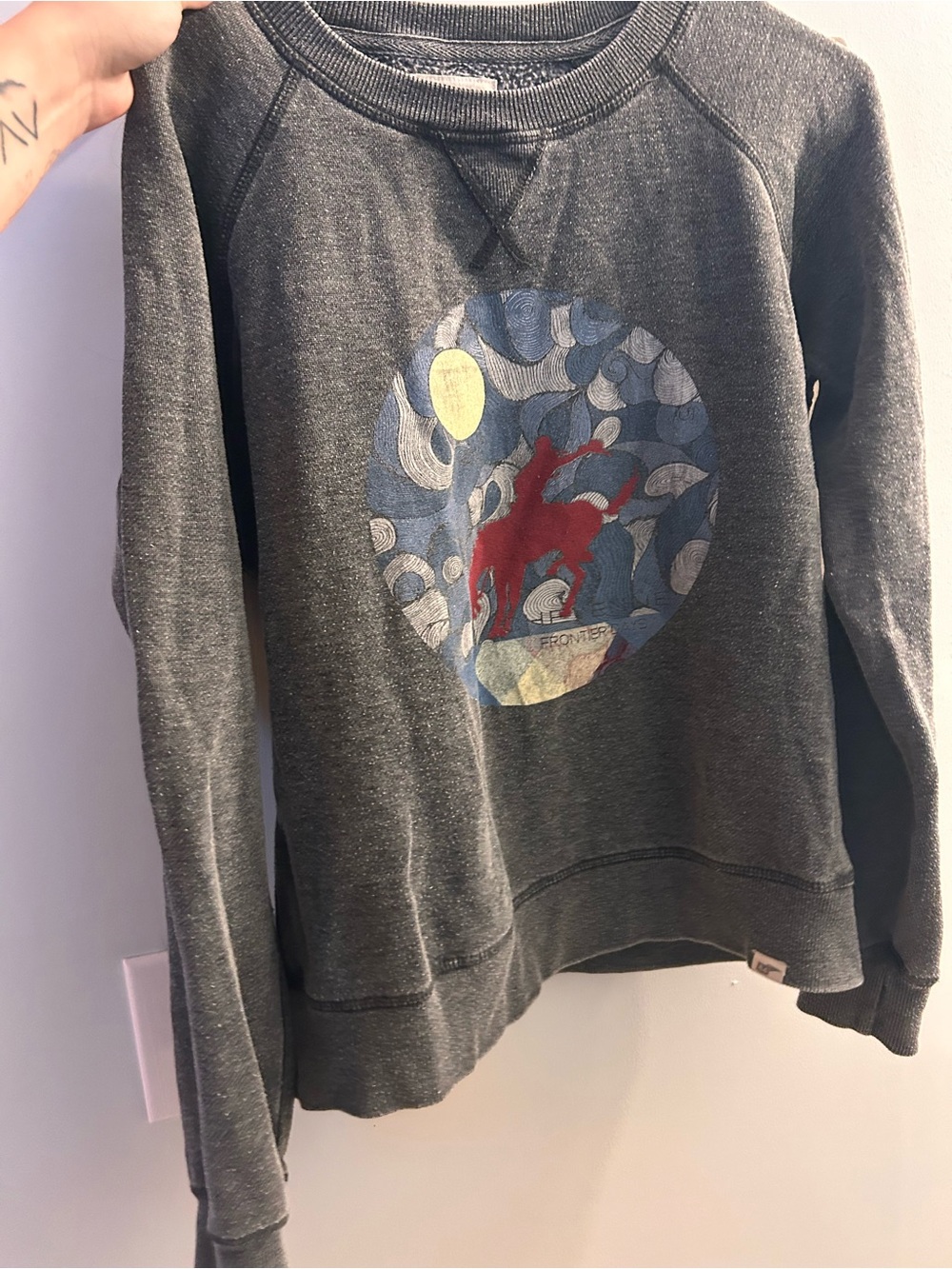 Wyoming Cheyenne frontier days bucking horse Graphic Crewneck Sweater - Red Acc